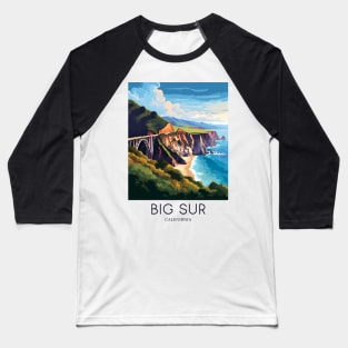 A Pop Art Travel Print of Big Sur - California - US Baseball T-Shirt